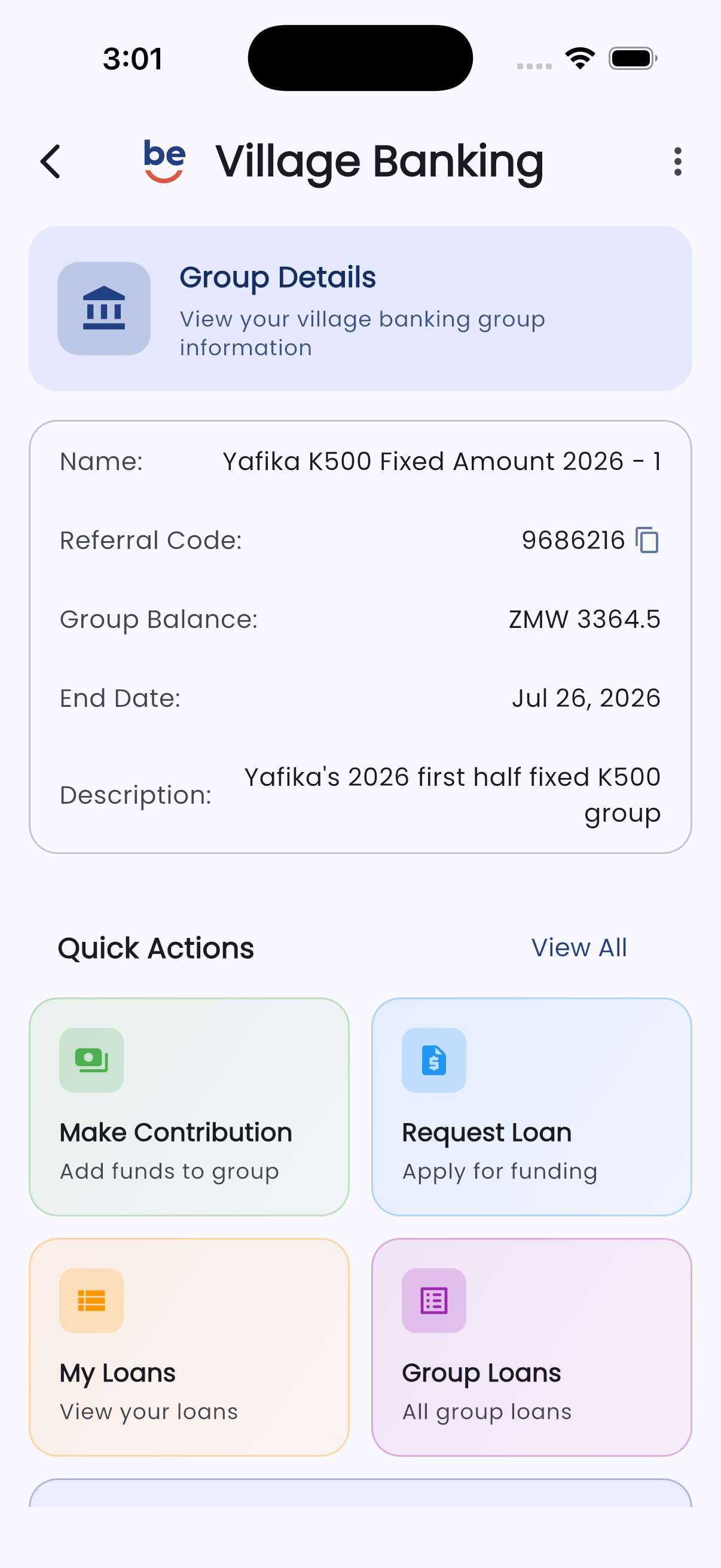 Baobab Village Banking in the Bevura app