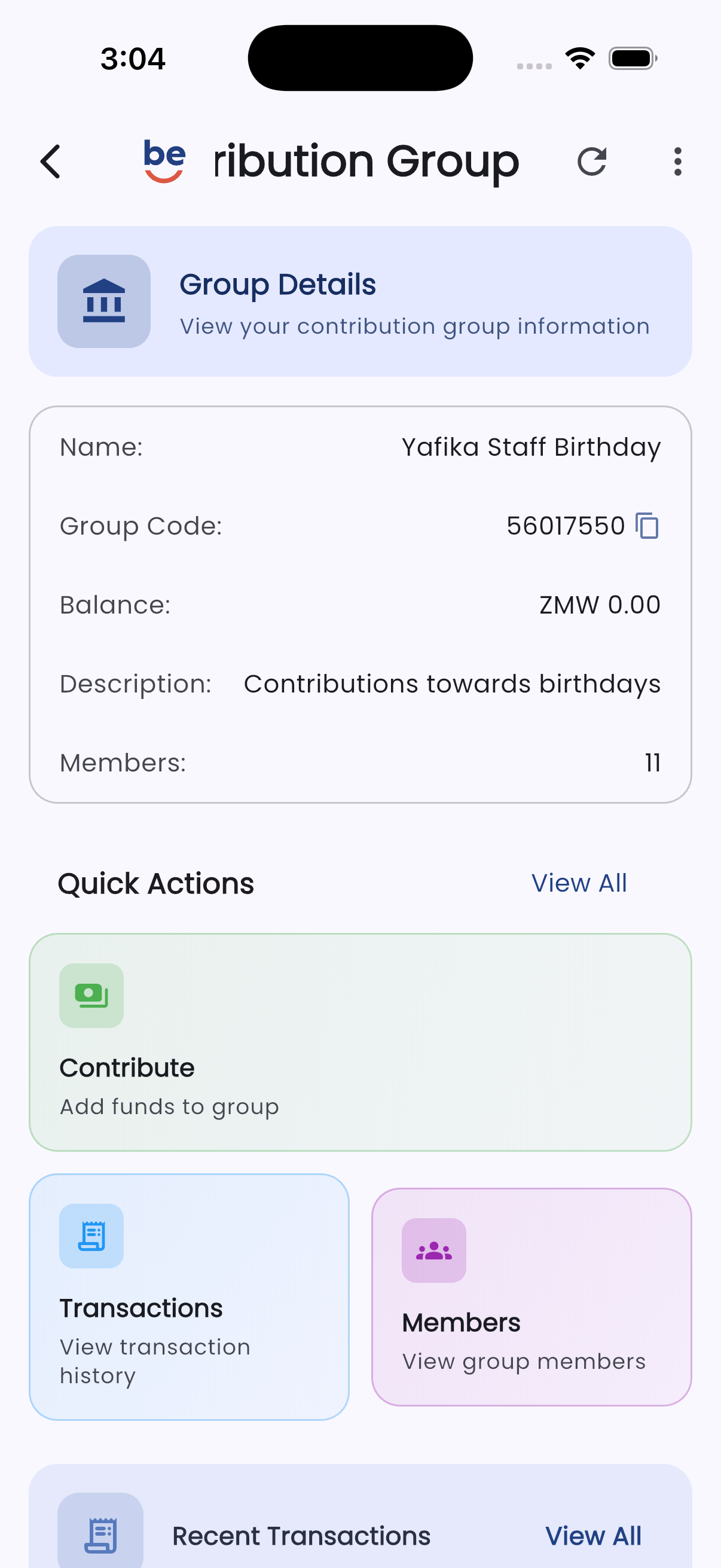 Tisonke Contribution Groups in the Bevura app