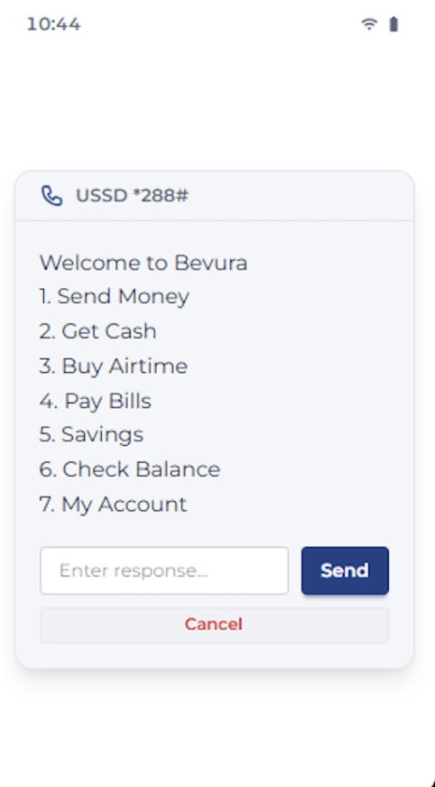 USSD Access in the Bevura app